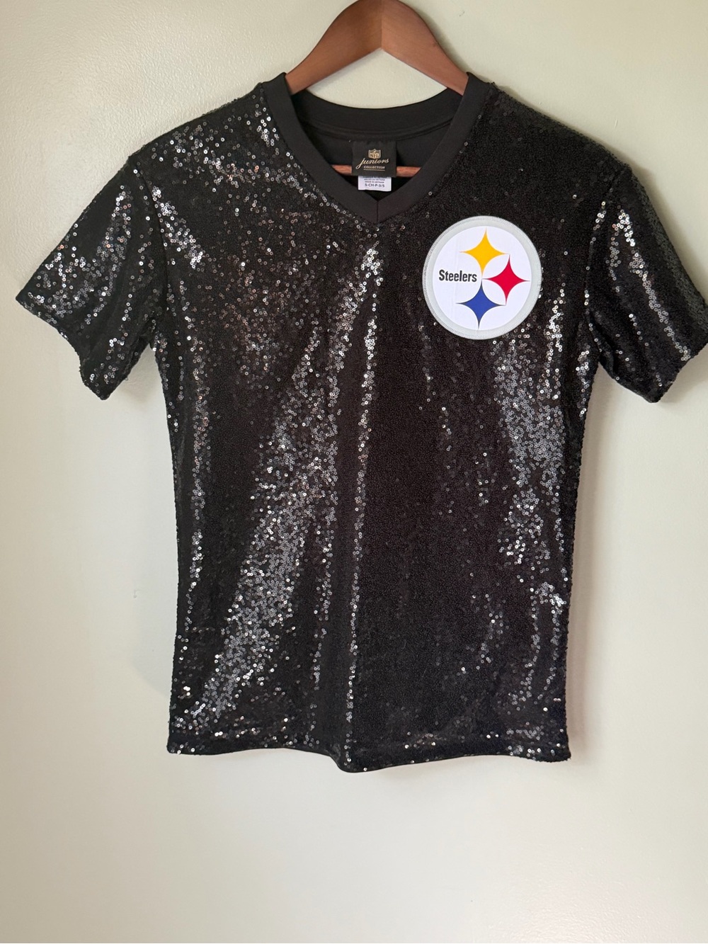 Nike Black Sequin Steelers Short Sleeve Tee